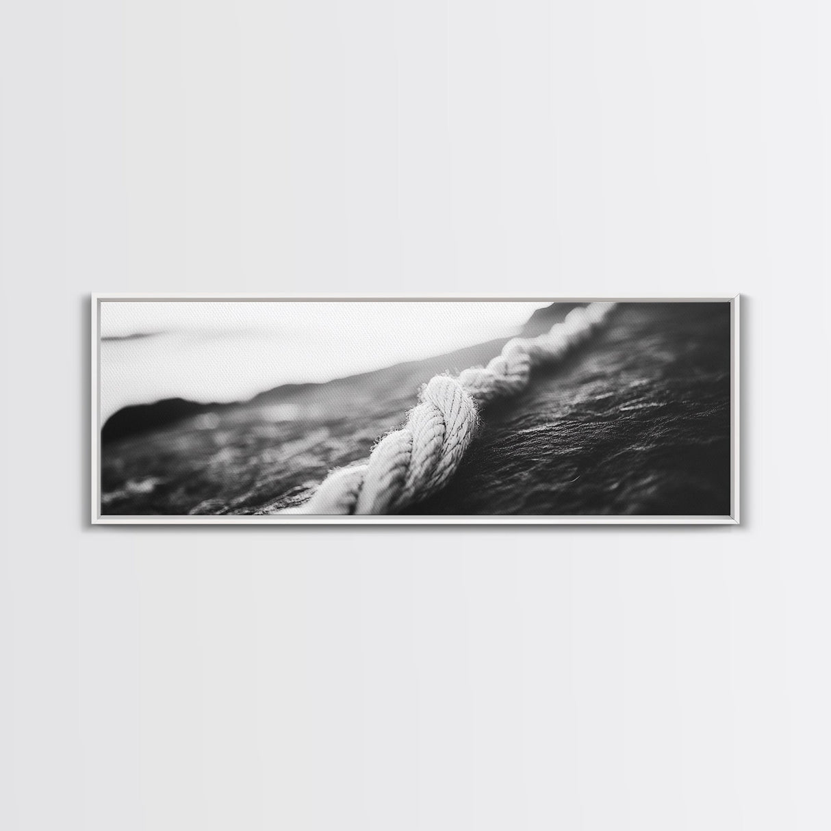 Rope Detail, Coastal Texture, Closeup Knot, Framed Canvas Print, Nautical Wall Decor, Minimalist Wall Art, Beach Home Accent, Ocean Print