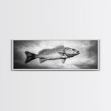 Floating Fish, Surreal Ocean, Realistic Scales, Sky Scene, Framed Canvas Print, Nautical Wall Art, Coastal Decor, Fishing Cabin Aesthetic