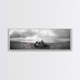 Beach Bonfire, Coastal Glow, Driftwood Fire, Ocean Calm, Framed Canvas Print, Fall Wall Art, Living Room Decor, Nature Photography Style