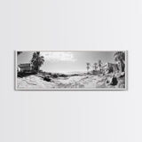 Desert Coast, Palm Ruins, Forgotten Beach, Framed Canvas Print, Surreal Photography, Boho Living Room Art, Coastal Wall Decor