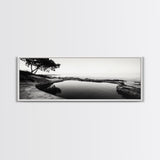 Seaside Pool, Nature Reflections, Calm Coastline, Canvas Print, minimalist zen wall art, spa bathroom decor, peaceful landscape photography