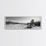 Sand Dunes, Beach Chair, Sea Grasses, Ocean Path, Framed Canvas Print, Coastal Wall Art, Relaxation Theme, Minimalist Beach House Decor
