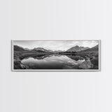Mirror Lake, Alpine Stillness, Mountain Reflection, Tranquil Landscape, Canvas Print, Minimalist Nature Art, Living Room Wall Art, Neutral Decor