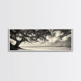 Southern Oak, Coastal Tree, Beachfront Tranquility, Serene Landscape, Canvas Print, Neutral Living Room Art, Boho Nature Decor, Beach Wall Art