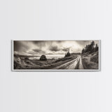 Coastal Road Journey, Overcast Ocean View, Scenic Drive Art, Framed Canvas Print, Fall Landscape Wall Art, Nature Lover, Living Room Decor