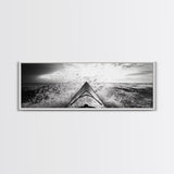 Ocean Kayak Splash, Adventure Wall Art, Ocean Motion, Black And White Canvas Print, Modern Decor, Nautical Style, Sports Lover Gift