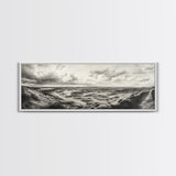 Desert Canyon Scene, Western Landscape, Vast Horizon, Framed Canvas Print, Rustic Wall Art, Neutral Earth Tones, Office Or Living Room