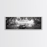 Secluded Picnic Spot, Ocean View, Tranquil Escape, Nature Sanctuary Art, Framed Canvas Print, Kitchen Wall Decor, Coastal Forest Vibe