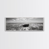 Prairie Cave, Windy Plains, Nature Escape, Canvas Print, Rustic Wall Art, Earthy Decor, Bedroom Accent, Black and White Landscape