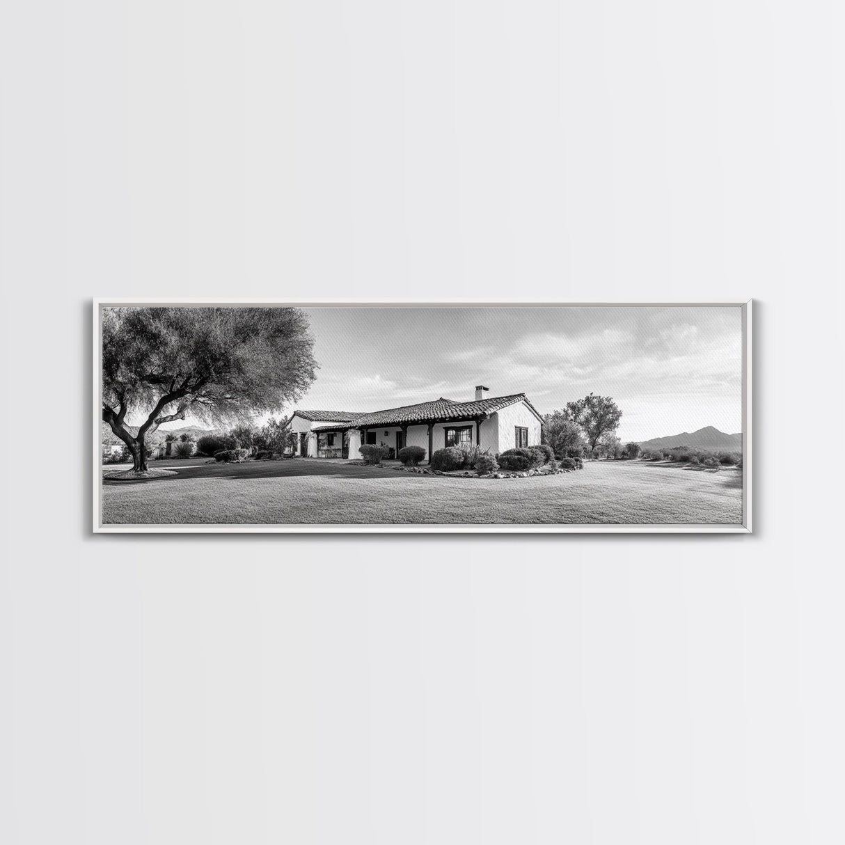 Spanish Ranch, Desert Landscape, Tranquil Home, Canvas Print, Southwestern Wall Art, Neutral Tones, Living Room Decor, Rustic Home Style