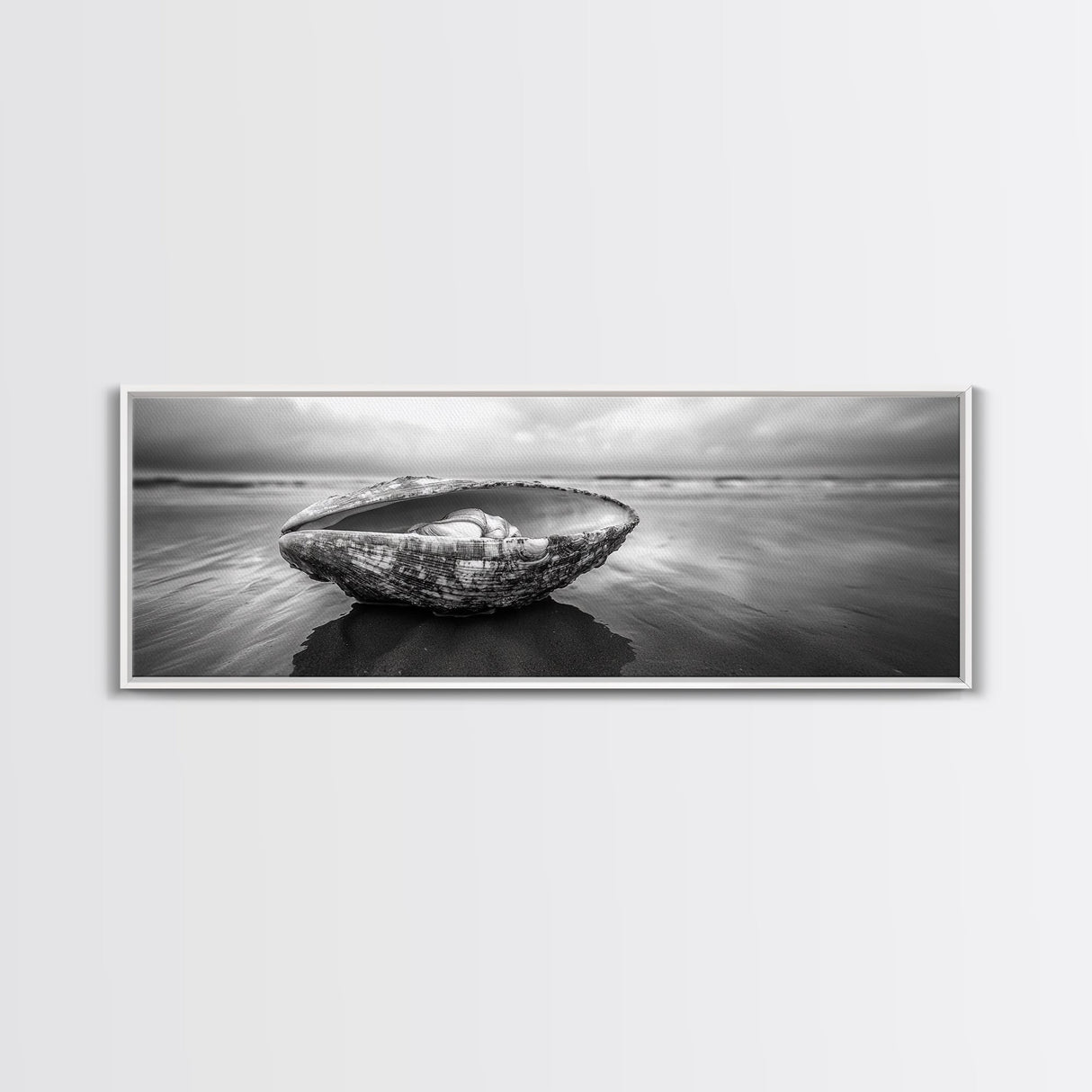 Seashell Closeup, Beach Photography, Ocean Minimalism, Canvas Print, Bathroom Wall Art, Coastal Modern Decor, Nautical Neutral Art