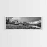 Cabin On Hill, Mountain Lake, Rustic Retreat, Canvas Print, Fall Wall Art, Cozy Home Decor, Adventure Landscape, Nature-Inspired Design