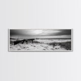 Rifle Seaside Scene, Tactical Still Life, Stormy Beach Mood, Canvas Print, Industrial Wall Art, Dramatic Photography, Masculine Decor