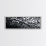 Liquid Texture Waves, Abstract Water Photography, Monochrome Art, Framed Canvas Print, Modern Living Room Wall Art, Nature-Inspired Decor