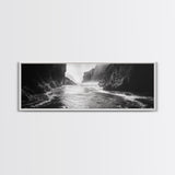Ocean Cliff Passage, Dramatic Seascape Art, Moody Coastal Photography, Canvas Print, Dark Academic Wall Decor, Bedroom Statement Piece