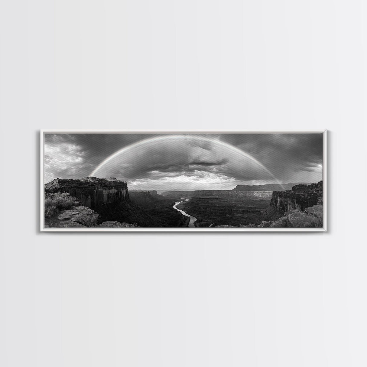 Rainbow Desert Storm, Moody Landscape Photography, Canyon Wall Art, Canvas Print, Living Room Statement Piece, Western Style Decor