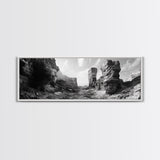 Coastal Rock Passage, Ocean Cliffside Art, Natural Texture Photography, Framed Canvas Print, Bathroom or Hallway Wall Art