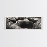 Natural Rock Pool, Moody Water Reflection, Rustic Earth Photography, Canvas Print, Zen Bathroom Wall Art, Minimalist Nature Decor