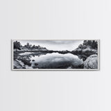 Coastal Reflections, Tide Pool, Rocky Shoreline, Framed Canvas Print, Seaside Nature Art, Minimalist Coastal Decor, Zen Bathroom Art