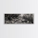Rocky Path, Forest Trail, Autumn Mood, Canvas Print, Nature Photography, Rustic Entryway Decor, Woodland Art, Cabin Hallway Style