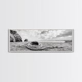 Coastal Rope, Windswept Bluff, Seaside Grass, Framed Canvas Print, Beach House Art, Nautical Decor, Neutral Living Room Style