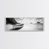 Rowboat, Sandy Cove, Island View, Canvas Print, Coastal Photography, Minimalist Beach Decor, Serene Bathroom or Bedroom Wall Art