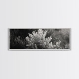 Frosted Bush, Winter Plant, Nature Closeup, Framed Canvas Print, Botanical Wall Art, Neutral Bedroom Decor, Rustic Autumn Style