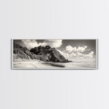 Seaside Cliff, Pine Hills, Sandy Beach, Canvas Print, Coastal Landscape Art, Modern Nature Decor, Beach House Living Room Style