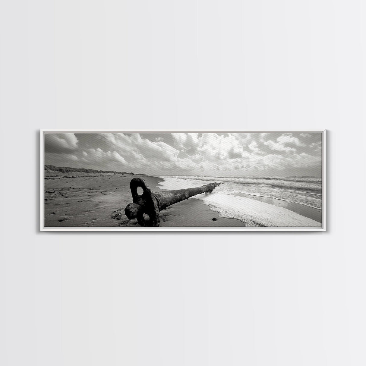 Rusted Anchor Pipe, Coastal Beach Art, Ocean Photography, Framed Canvas Print, Nautical Wall Art, Bedroom or Bathroom Decor