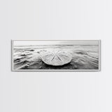 Sand Dollar, Ocean Shore, Calm Waters, Canvas Print, Coastal Wall Art, Minimalist Bathroom Decor, Seashell Beach Photography
