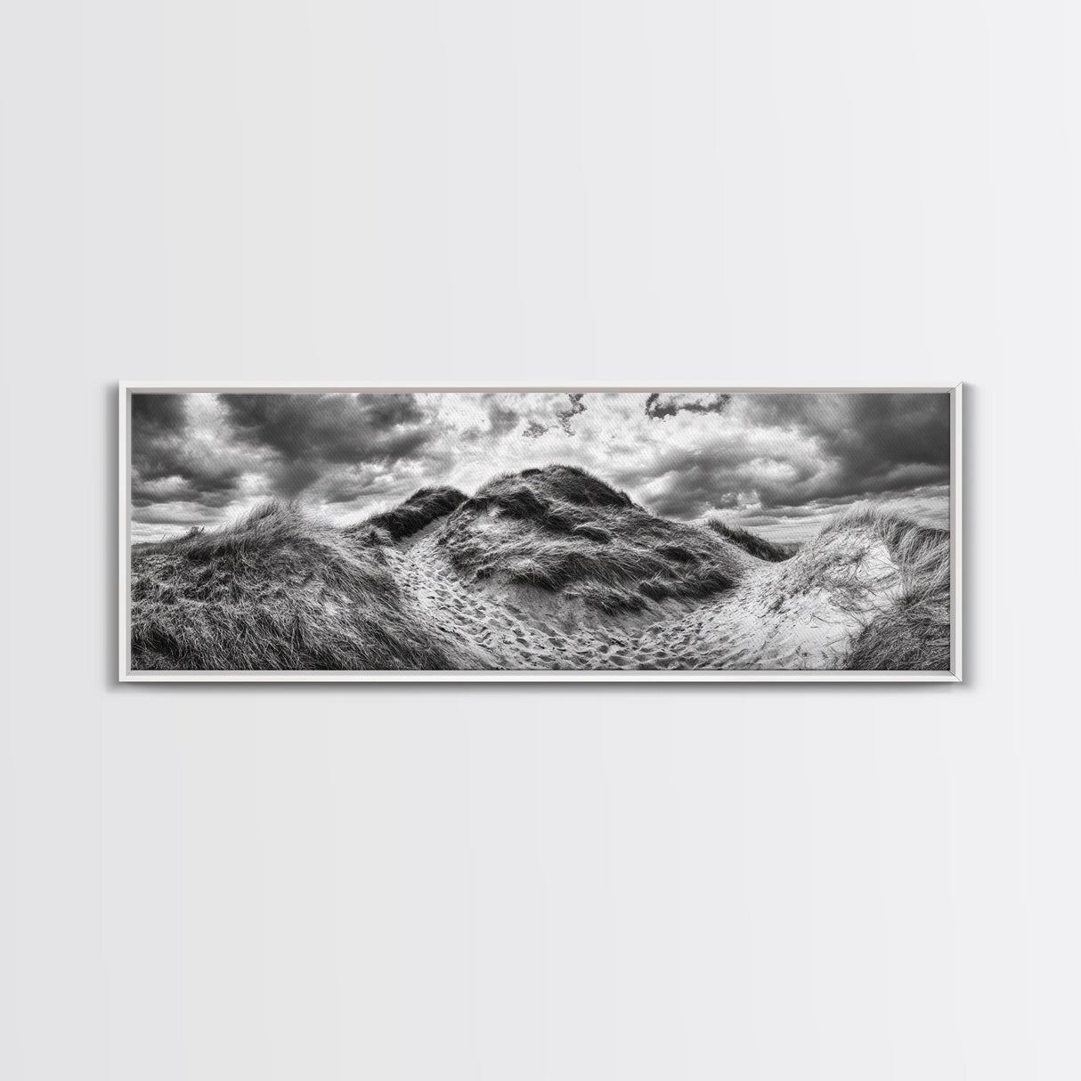 Windswept Dune Trail, Dramatic Sky, Nature Path, Beach Landscape, Framed Canvas Print, Rustic Wall Art, Fall Decor, Bedroom Art, Boho Vibes