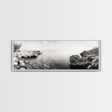 Coastal Rock Pool, Ocean Reflection, Natural Serenity, Peaceful Seascape, Framed Canvas Print, Zen Wall Art, Office Decor, Minimalist Look