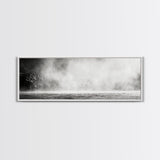 Waterfall Mist Scene, Nature Wall Decor, Canvas Print, Modern Minimalist Art, Neutral Tones, Living Room Wall Art, Black White Landscape