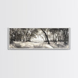 Dreamy Beach Forest, Sepia Trees, Canvas Print, Nature Wall Decor, Fall Bedroom Art, Rustic Woodland Landscape, Tree Shadow Light