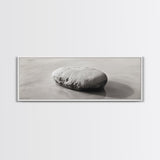 Smooth Beach Rock, Minimal Seascape, Zen Coastal Decor, Tranquil Framed Canvas Print, Modern Spa or Bedroom Wall Art