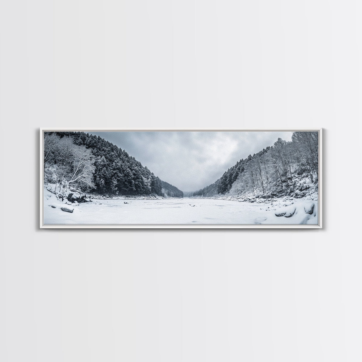 Snowy Pines, Winter Forest, Cold Wilderness, Framed Canvas Print, Christmas wall art, lodge decor, mountain retreat art, woodland art