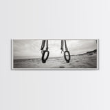 Nautical Swing, Beach Ropes, Seaside Minimalism, Canvas Print, black and white beach decor, coastal hallway wall art, maritime rustic style
