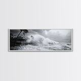 Stormy Waves, Ocean Fury, Tropical Housefront, Canvas Print, dramatic coastal decor, fall storm wall art, modern living room statement