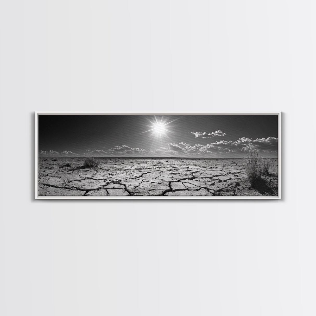 Cracked Earth, Desert Heat, Sunburst Drought, Canvas Print, rustic fall decor, southwest desert art, boho entryway wall statement