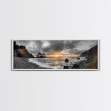 Ocean Sunset, Rocky Shore, Dramatic Coast, Canvas Print, fall beach wall art, earthy coastal home decor, nature photography, den artwork