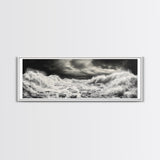 Storm Waves, Moody Sea, Ocean Power, Canvas Print, dramatic bathroom wall art, black and white seascape, coastal energy room decor