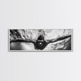 Underwater Swim, Black White Diver, Ocean Exploration, Canvas Print, modern bathroom wall art, sporty fitness vibe, minimalist ocean style