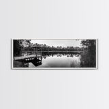 Still Lake Dock, Nature Reflections, Tranquil Scene, Canvas Print, Rustic Landscape Photography, Farmhouse Wall Art, Entryway Decor