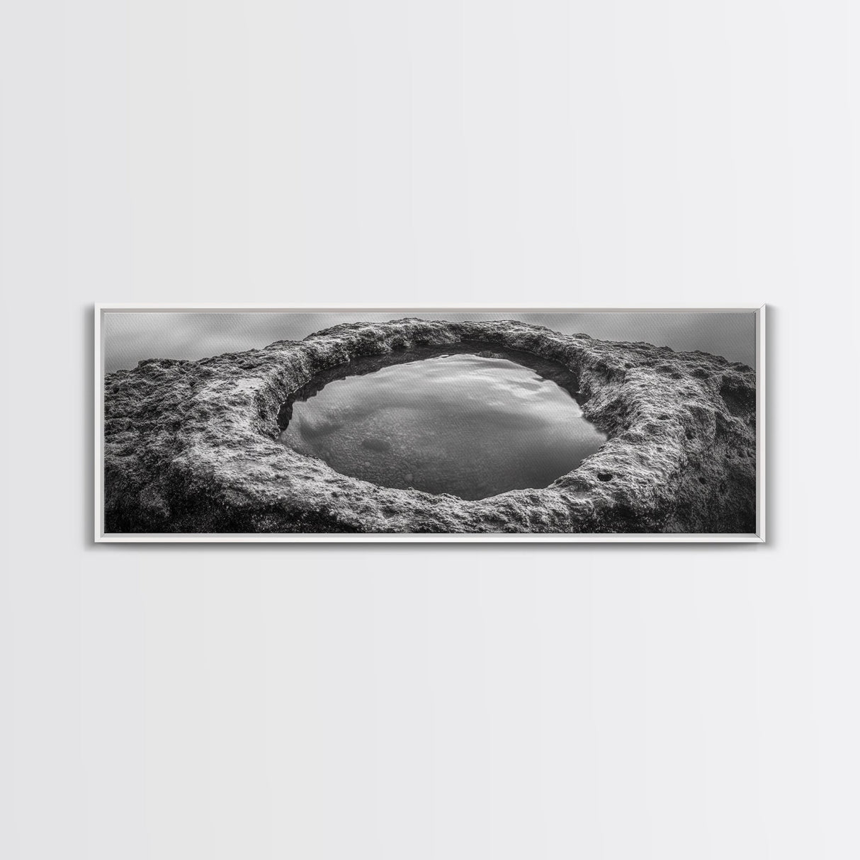 Tidal Pool Rock, Ocean Reflection, Earth Texture, Canvas Print, Zen Bathroom Wall Art, Natural Element Decor, Minimalist Photography