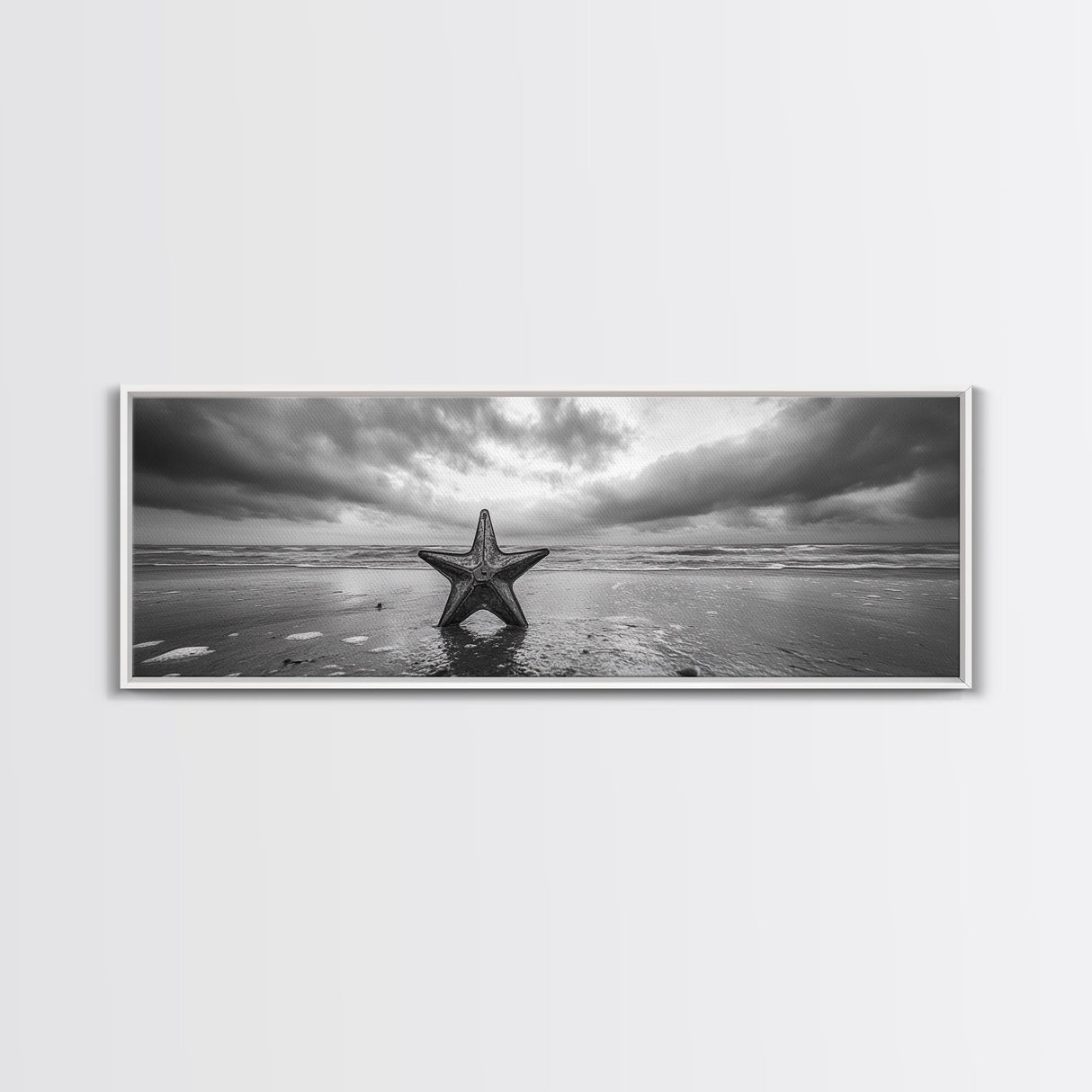 Metal Star Shore, Moody Beach Art, Rustic Coastal Decor, Autumn Vibes, Canvas Print, Farmhouse Living Room Wall Art