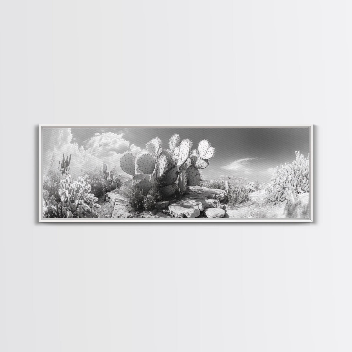 Desert Cactus Garden, Sunlit Southwest Scene, Nature Landscape Art, Canvas Print, Rustic Living Room Wall Decor, Boho Style