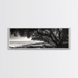 Ocean Trees, Shoreline Light, Majestic Forest, Beach Scene, Framed Canvas Print, Boho Wall Decor, Bedroom Art, Zen Coastal Artwork