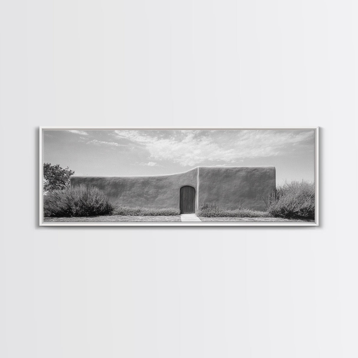 Desert Adobe, Minimal Wall, Architecture Photography, Black and White Art, Framed Canvas Print, Southwestern Decor, Entryway Wall Art