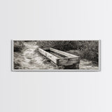 Rustic Water Trough, Nature Trail, Western Desert Scene, Framed Canvas Print, Country Farmhouse Decor, Minimalist Entryway Wall Art