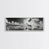 Beach Horse Reflection, Coastal Freedom, Wild Spirit Scene, Framed Canvas Print, Western Bathroom Art, Minimalist Beach House Decor